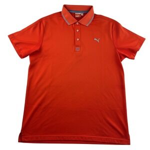 Puma Golf Mens Cool Cell Performance Polo‎ Shirt Orange Blue Large